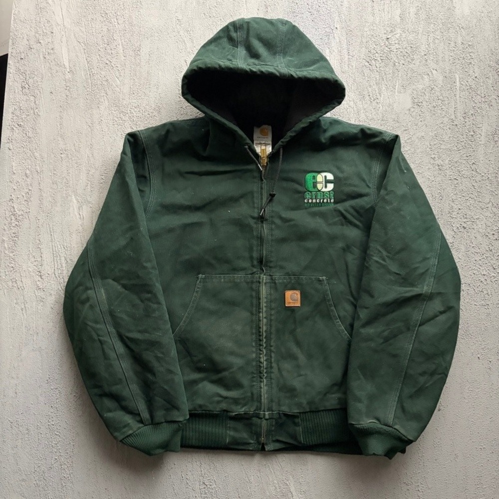 Vintage Carhartt Hooded Jacket Large Green 2000s Ernst Concrete Workwear